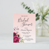 Bridal shower floral rose gold invitation postcard (Standing Front)