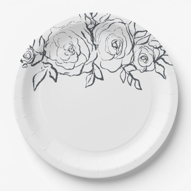 Bridal shower, floral, Tableware Paper Plates (Front)