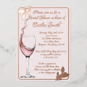 Bridal Shower Floral Toast, Blush Pink, Rose Gold Foil Invitation