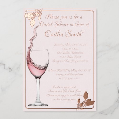 Bridal Shower Floral Toast Blush Pink Rose Gold Foil Invitation