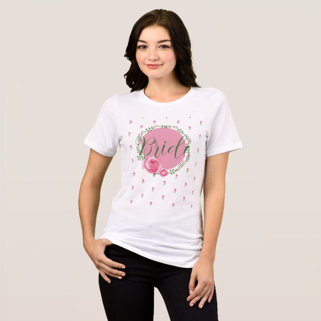 Bridal shower Floral White Tshirts for Bride  (Front Full)
