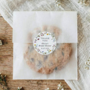 Bridal Shower Floral Wildflower Bloom Favor Classic Round Sticker