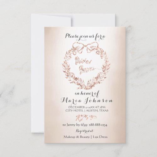 Bridal Shower Floral Wreath Ivory Pink Ivory Beige Invitation