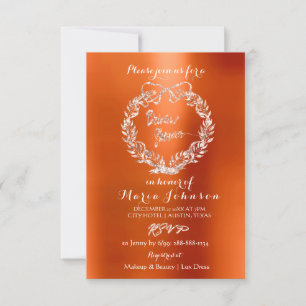 Bridal Shower Floral Wreath Orange Pink Rose Invitation