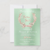 Bridal Shower Floral Wreath Rose Gold Mint Green Invitation (Front)