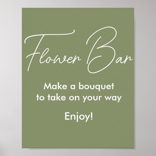 Bridal Shower Flower Bar Sage Green Poster