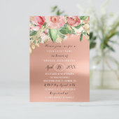 Bridal Shower Flower Brunch Green Gold Rose Blush Invitation (Standing Front)