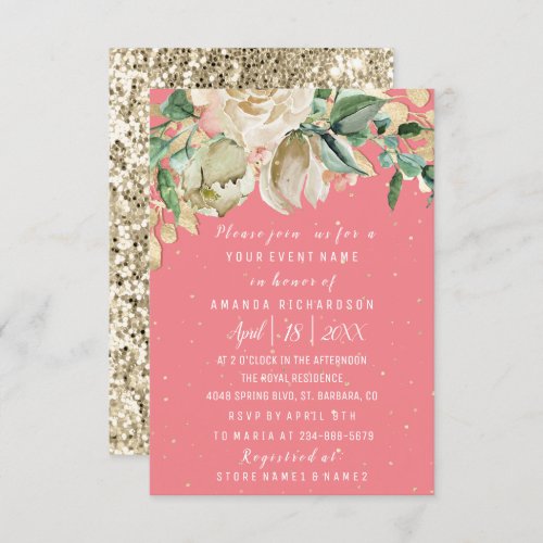 Bridal Shower Flower Brunch Mint Blush Watercolor Invitation