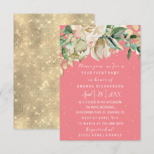 Bridal Shower Flower Brunch Mint Pink RoseConfetti Invitation