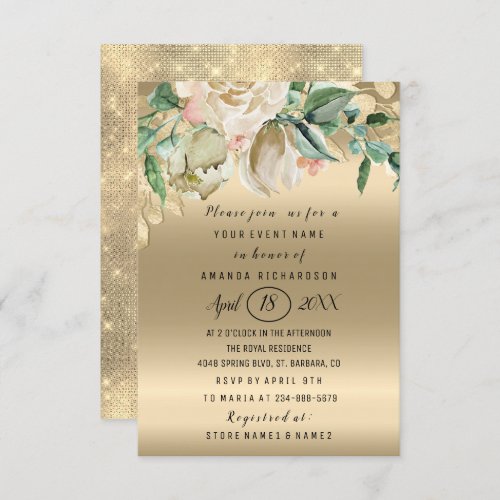 Bridal Shower Flower Brunch Mint Rose Gold Invitation