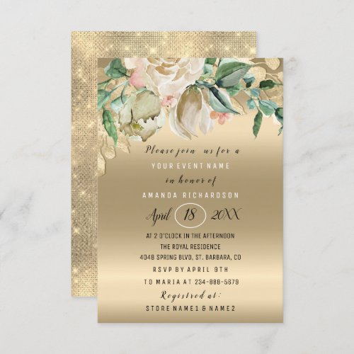 Bridal Shower Flower Brunch Mint Rose Gold Invitation