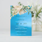 Bridal Shower Flower Brunch Mint Roses Blue Sku Invitation (Standing Front)