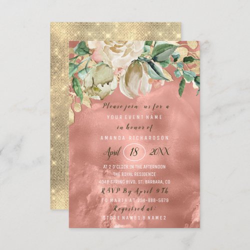 Bridal Shower Flower Brunch Mint Roses Blush Rose Invitation