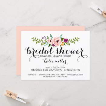 Bridal Shower Flower Crowned Invitation by Vineyard at Zazzle