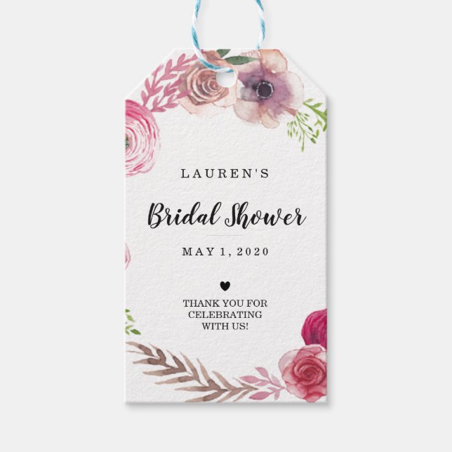Bridal Shower Flowers Gift Tags (Front)