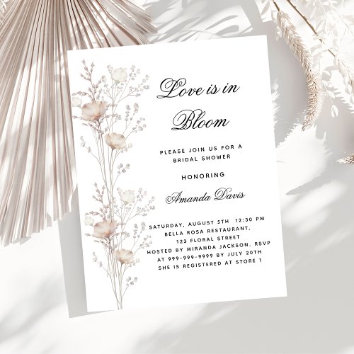 Bridal shower flowers love bloom budget invitation