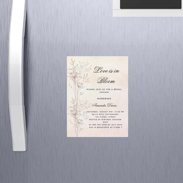 Bridal shower flowers love in bloom blush luxury magnetic invitation (Creator Uploaded)