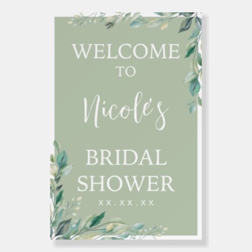 Bridal Shower Foam Board Poster Sage Welcome Sign