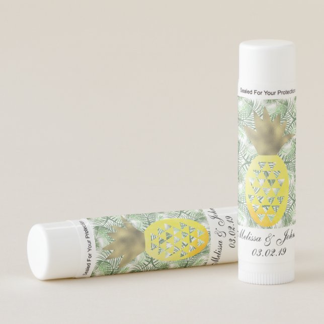 Bridal Shower Foil Pineapple Tropical Beach Lip Balm (Front)