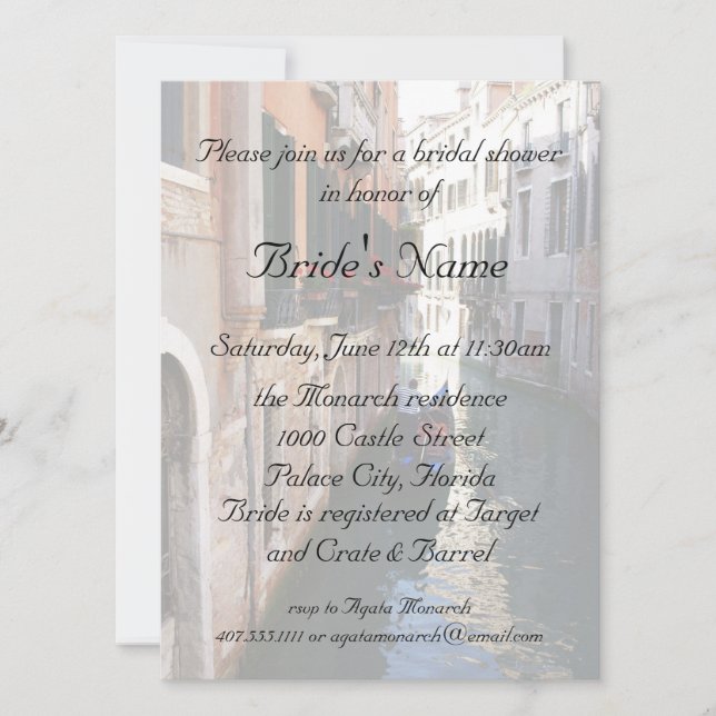 Bridal Shower for Venetian Theme Wedding Invitation (Front)