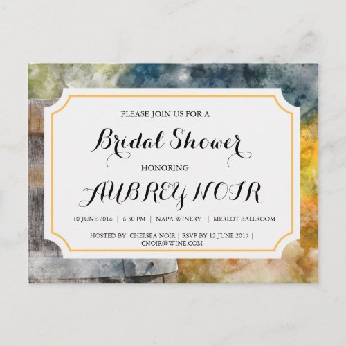 Bridal Shower for Vineyard or Winery Wedding Invitation Postcard