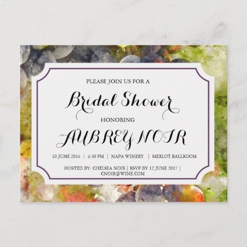 Bridal Shower for Vineyard or Winery Wedding Invitation Postcard