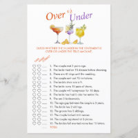 Bridal Shower Fruity Drinks Over or Under Game