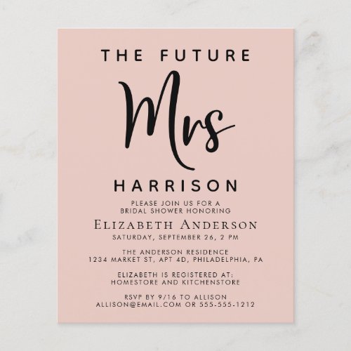 Bridal Shower Future Mrs Blush Pink Invitation