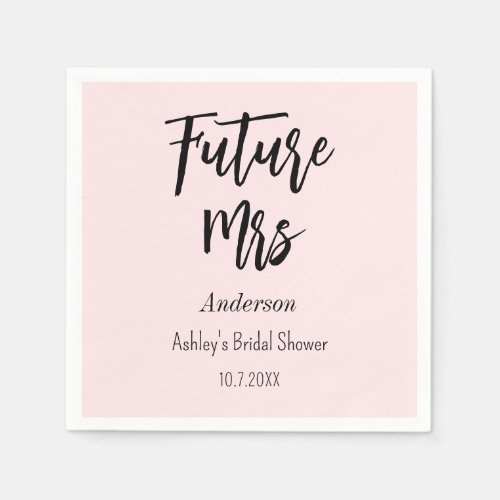 Bridal Shower Future Mrs Blush Pink  Napkins