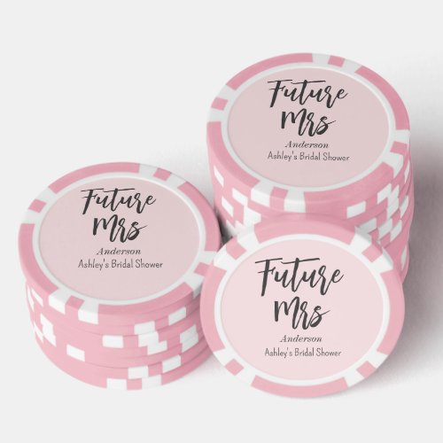 Bridal Shower Future Mrs Blush Pink  Poker Chips