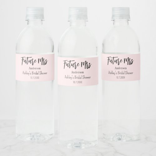 Bridal Shower Future Mrs Blush Pink  Water Bottle Label