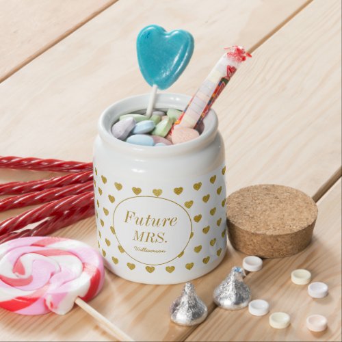 Bridal Shower Future Mrs Gold Hearts Chic  Candy Jar