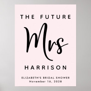 Bridal Shower Future Mrs Personalized Pink Poster