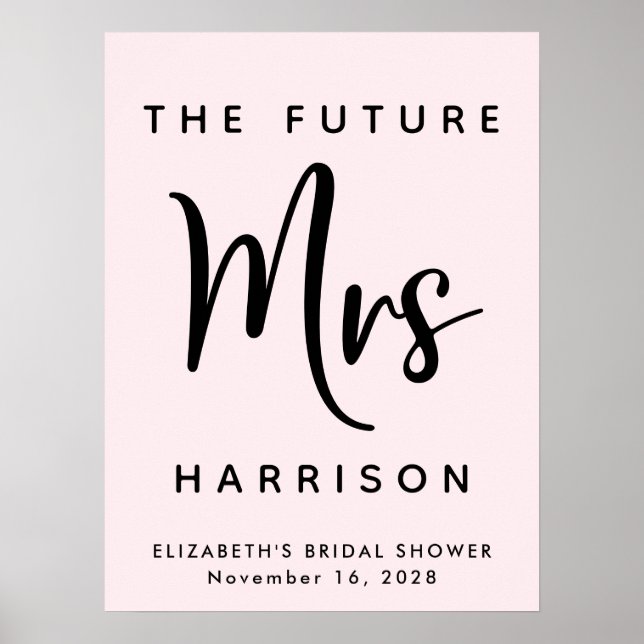 Bridal Shower Future Mrs Personalized Pink Poster (Front)