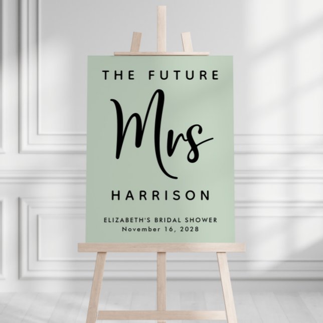 Bridal Shower Future Mrs Personalized Sage Welcome Foam Board (Creator Uploaded)