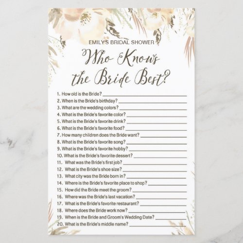 Bridal Shower Game