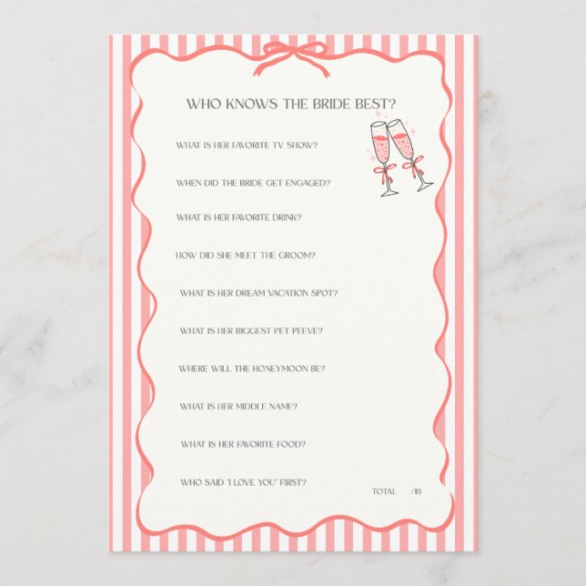 Bridal Shower Game  (Front)