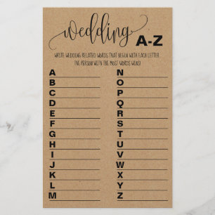Bridal Shower Game A to Z Card Flyer