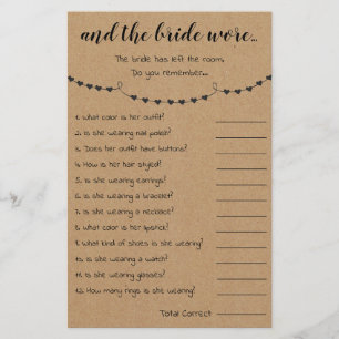 Bridal Shower Game And The Bride Wore Card Flyer
