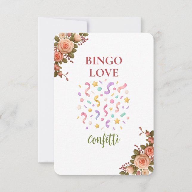 Bridal Shower Game Bingo Card – Confetti (Front)
