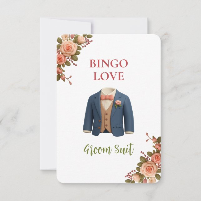 Bridal Shower Game Bingo Card – Groom Suit (Front)