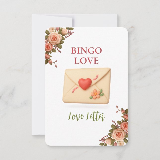 Bridal Shower Game Bingo Card – Love Letter (Front)