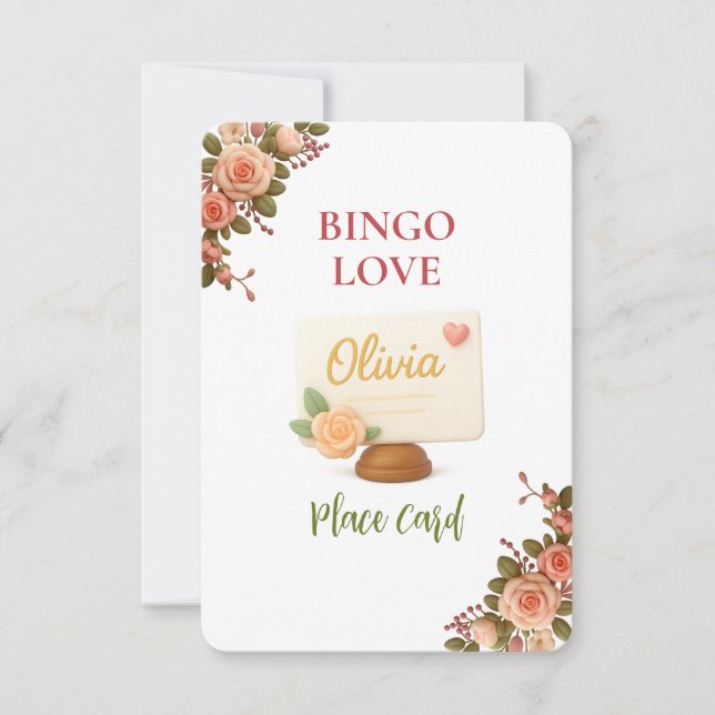 Bridal Shower Game Bingo Card – Place Card (Front)