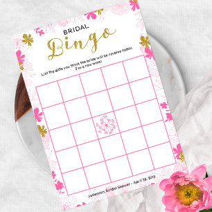 Bridal Shower Game Bingo Delicate Pink Floral Invitation