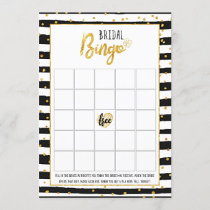 Bridal Shower Game Bingo Gold Confetti Invitation
