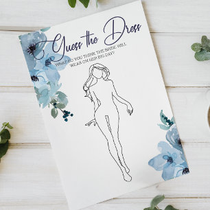 Bridal Shower Game Blue Roses Guess the Dress Card Flyer