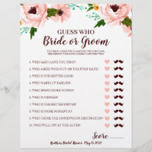 Bridal Shower Game Bride or Groom Floral