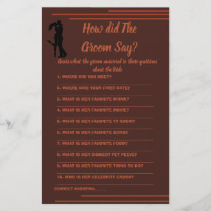 Bridal Shower Game Card What did the Groom Say Fl Flyer