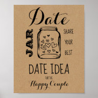 Bridal Shower Game Date Idea Sign