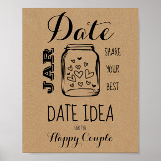 Bridal Shower Game Date Idea Sign